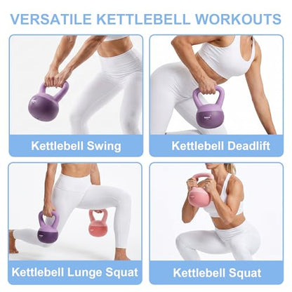 Soft Kettlebell for Women 5lb 10lb 15lb 20lb 25lb, Sand Filled Quiet Floor-Friendly Kettlebell, Anti-Slip Home Gym Fitness Equipment for Apartment Postpartum Recovery