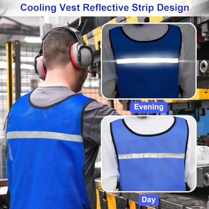Cooling Vest for Hot Weather, Adjustable Cooling Jacket Safety Vest/Running Lightweight Vest/Reflective Vest/Ice Vest - color: Blue, size: XX-Large