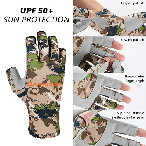 BASSDASH ALTIMATE UPF 50+ Sun Protection Fingerless Fishing Gloves Men - color: ALTIMATE I - Highland, size: Large