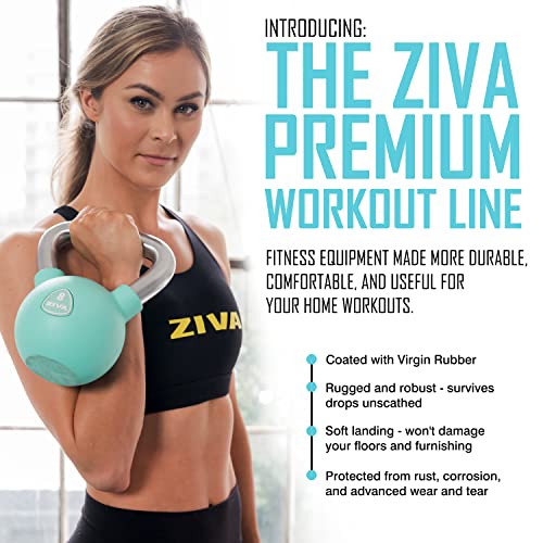 ZIVA Premium Functional Training Kit – 6 lb Medicine Ball, 15 lb Kettlebell & Speed Jump Rope for Strength, Core, Agility & Cardio – Full Home Workout Set in Turquoise