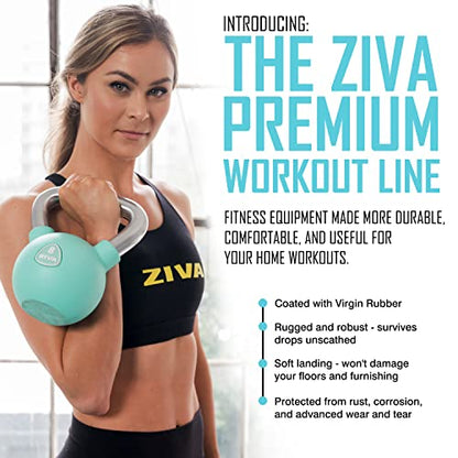 ZIVA Premium Functional Training Kit – 6 lb Medicine Ball, 15 lb Kettlebell & Speed Jump Rope for Strength, Core, Agility & Cardio – Full Home Workout Set in Turquoise