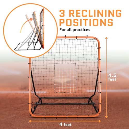 ACELETIQS Volleyball Rebounder Net, Soccer Rebounder, Lacrosse Rebounder, Baseball Rebounder Net | Improve Pitching and Fielding Training, Spiking, Passing and Shooting Skills - color: Orange