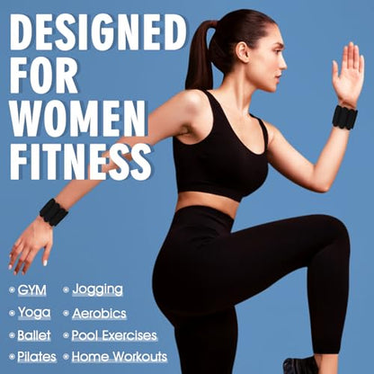 Wrist Weights, 2Pcs Wearable Wrist Ankle Weights for Women and Men, Adjustable Silicone Bracelets Suitable for Walking, Yoga, and Gym, Arm & Leg Workout, 2lb - color: Black