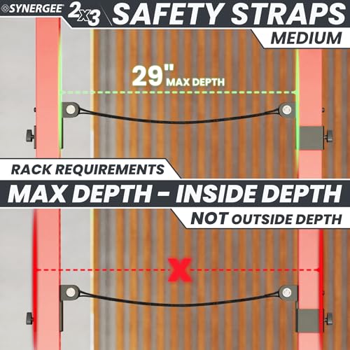 Synergee Safety Straps – Fits 2x2 2x3 3x3 Racks 750 lb - color: c) 2x3 x 29"