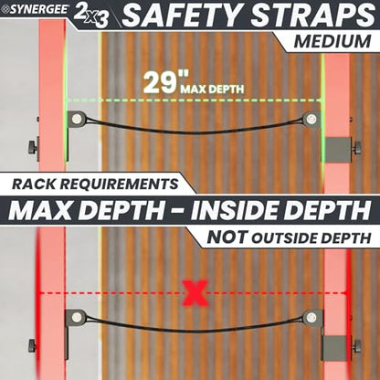 Synergee Safety Straps – Fits 2x2 2x3 3x3 Racks 750 lb - color: c) 2x3 x 29"