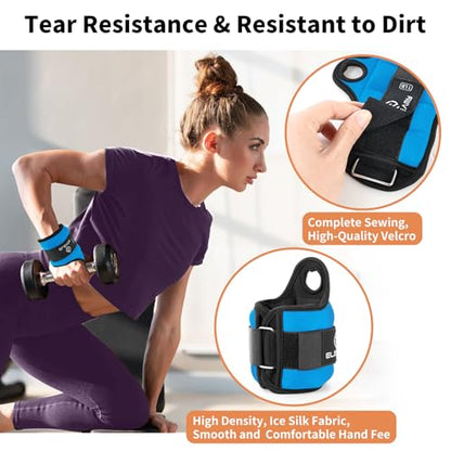 ELEAMY Wrist Weights for Women & Men - 0.5/1/1.5/2/3lb*2 Pairs - color: Black-Blue, size: 3.0 Lbs Each (6.0 Lbs Pair)