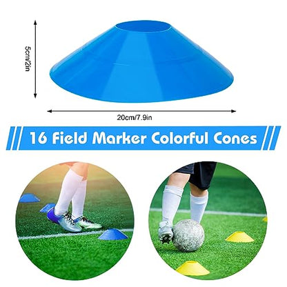 Soccer Speed Agility Training Set - 20FT Agility Ladder 12/16 Sports Cones and Soccer Kick Trainer Football Training Equipment Footwork Drills for Youth and Adults - color: Blue, style: Agility Ladder+Cones