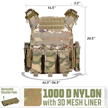 GFIRE Tactical Vest - Airsoft Lightweight Modular 3D Breathable Quick Release Vest, Adjustable Tactical Gear for Training