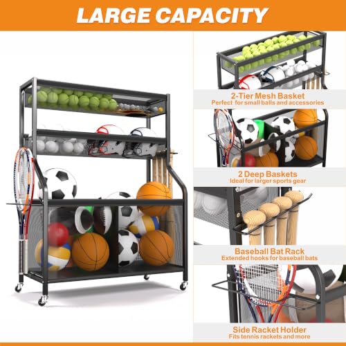 Ultrawall Sports Equipment Organizer, Golf Bag Stand w/Ski & Ball Storage - size: 36in