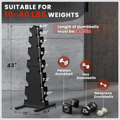 Dumbbell Rack Stand Only, 7-Tier | 5-Tier | 3-Tier Weight Rack for Dumbbells, Wide-Slot No-Interference Design, Solid Steel Construction Weight Holder for Home Gym, Dumbbell Storage Rack (Rack Only)