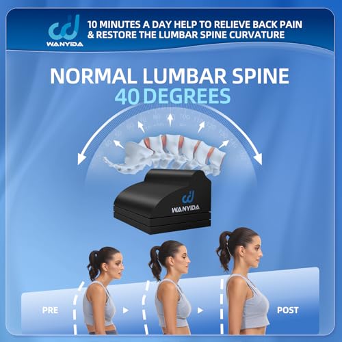 Lumbar Orthotic Traction Roll Device, Lower Back Stretcher for Pain relief, Back Traction for Lumbar Decompression, 3 Height Adjustable Lumbar Stretcher, Chiropractic