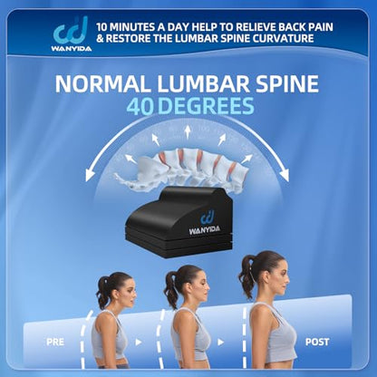 Lumbar Orthotic Traction Roll Device, Lower Back Stretcher for Pain relief, Back Traction for Lumbar Decompression, 3 Height Adjustable Lumbar Stretcher, Chiropractic