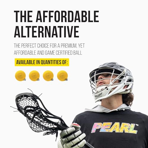 Pearl LT Textured Lacrosse Balls by Guardian Innovations - SEI Certified Meet NOCSAE Standards for Games. Official Game Balls of Top NCAA Programs, Tournaments and Leagues - color: Yellow, size: 50 Pack
