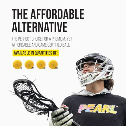 Pearl LT Textured Lacrosse Balls by Guardian Innovations - SEI Certified Meet NOCSAE Standards for Games. Official Game Balls of Top NCAA Programs, Tournaments and Leagues - color: Yellow, size: 50 Pack