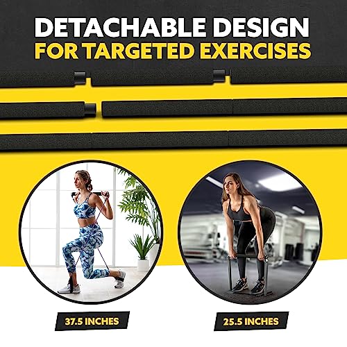 Adjustable Padded Steel Resistance Band Bar for Exercise, 26-38-Inches