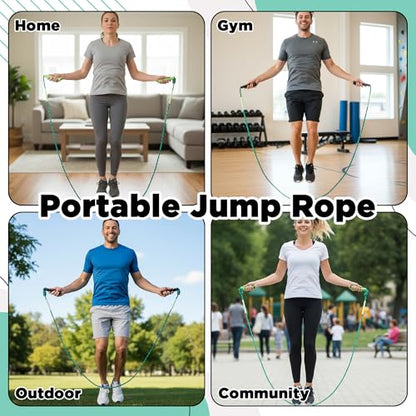 Flow Exercise Jump Rope - Long Weighted Jumping Rope for Workout Women Men Fitness, Adjustable Double Woven Heavy Jumprope for Indoor Outdoor Adults Beginner Training Boxing Cardio