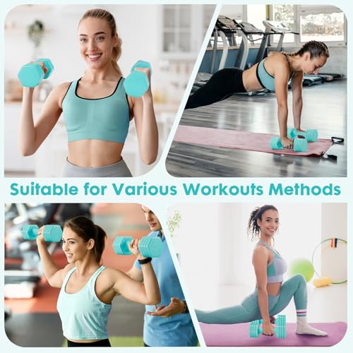 EQUIPRO Adjustable Dumbbell Set, 4 in 1 Free Weights Dumbbells Set for Women, Weights for Women at Home, 2lb 3lb 4lb 5lb with TPU Soft Rubber Handle for Home Gym Exercise Training - color: Blue