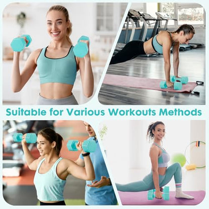 EQUIPRO Adjustable Dumbbell Set, 4 in 1 Free Weights Dumbbells Set for Women, Weights for Women at Home, 2lb 3lb 4lb 5lb with TPU Soft Rubber Handle for Home Gym Exercise Training - color: Blue