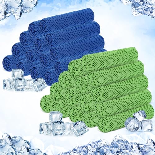 Hosuly 30 Pack Cooling Towels 40"x12" - color: Bright Green, Dark Blue