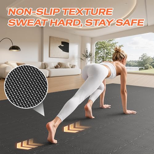 SUPERJARE Gym Floor Mats, EVA Foam Puzzle Exercise Mats, Interlocking Floor Mats, Cushioned Foam Floor Tiles, Gym Flooring Workout Mat for Home Gym, Playroom, Garage, 12.6"x12.6"x0.4"