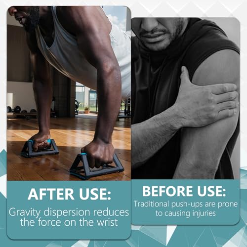 2 Push Up Handles, Non-Slip Paralletes, Push-Up Stand with Rubber Base, Ergonomic Push Up Bars, Parallet Bars, Strength Training Equipment for Calesthenics Handstand Pushups