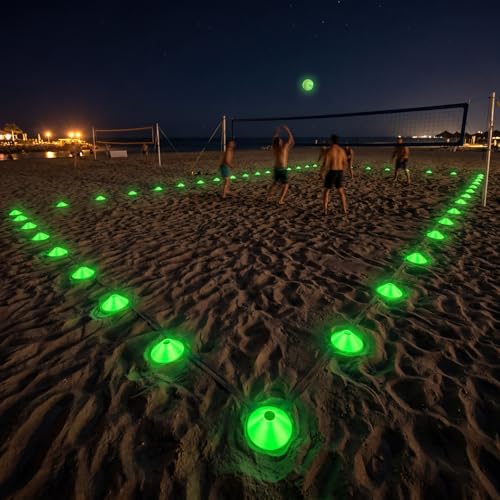 Hiboom Glow in The Dark Football Cones Light up Agility Soccer Cones with Carry Bag for Sports Training Glow in The Dark Games Field Cone Markers Basketball Football Coaching