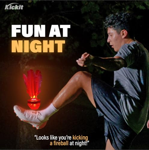 Kickit Inferno | The Original LED Birdie Soccer Trainer | Play at Night Outdoors, Indoors or Backyard, Beach or Tailgate, All Ages Fun & Travel Friendly (Inferno LED - Red)