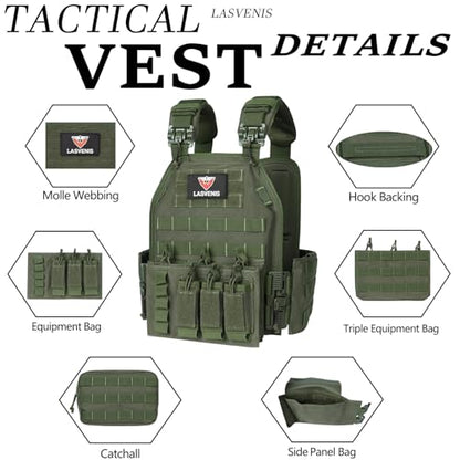 Quick Release Tactical Vest Lightweight Vests Adjustable Tactical Vest for Outdoor Training - color: Green
