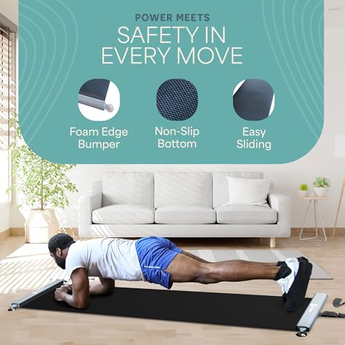 Lifepro Exercise Slide Board - Sliding Mat for Endurance and Strength Building Workouts - Hockey, Skating, and Core Training Equipment with Booties