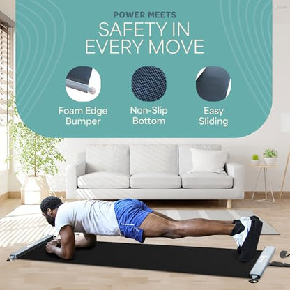 Lifepro Exercise Slide Board - Sliding Mat for Endurance and Strength Building Workouts - Hockey, Skating, and Core Training Equipment with Booties