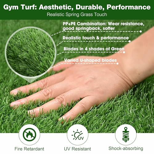 Yescom 4x33FT Gym Turf Artificial Grass Rug Exercise Mat for Sled Track Flooring - size: 0.8"H-4'x33'(130Sq.Ft)