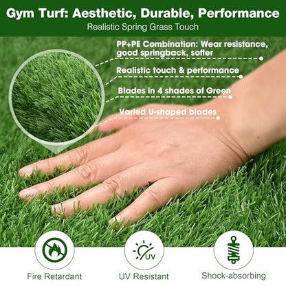 Yescom 4x33FT Gym Turf Artificial Grass Rug Exercise Mat for Sled Track Flooring - size: 0.8"H-4'x33'(130Sq.Ft)