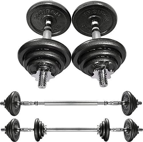 PROIRON 20kg/30kg Adjustable Dumbbells Weights set for Men Women, Cast Iron Dumbell Barbells set, Strength Training Equipment Home Gym Fitness, Hand Weights, Free Weights Bar Bell for Weight Lifting