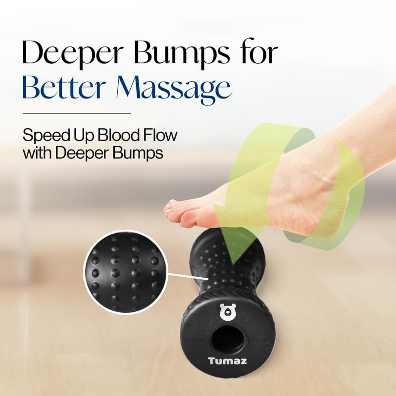 Tumaz Foot Roller for Plantar Fasciitis Relief，Foot Massage Roller for Alleviate Planter Fasciitis Pain,Arch Pain,Trigger Points & Deep Tissue, Portable - Reflexology Tool,Black - color: Black