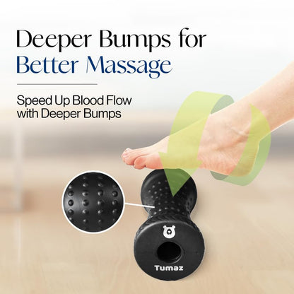 Tumaz Foot Roller for Plantar Fasciitis Relief，Foot Massage Roller for Alleviate Planter Fasciitis Pain,Arch Pain,Trigger Points & Deep Tissue, Portable - Reflexology Tool,Black - color: Black