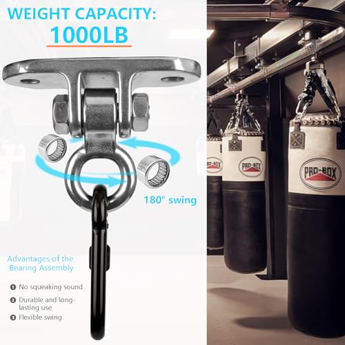 Heavy Duty Swing Hanger for 1000 LBS Capacity Hammock Hanger 180° Swing Stainless Steel Swing Hardware Accessories for Porch Playground Yoga Sand Bag - size: Pack 1