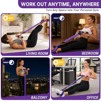 Upgraded Pedal Resistance Band with Handle, Protective Nylon Sleeves & Adjustable 30/60LBS, Sit-up Workout Equipment for Core/ABS, Waist, Arm, Leg, Portable Home Gym for Men & Women Body Shaping