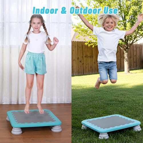 Mini Trampoline for Kids, 25 Inch Sensory Trampoline Bouncing Board with Non-Slip Base - color: Blue
