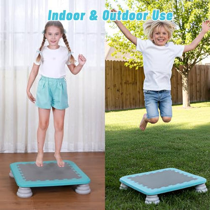 Mini Trampoline for Kids, 25 Inch Sensory Trampoline Bouncing Board with Non-Slip Base - color: Blue