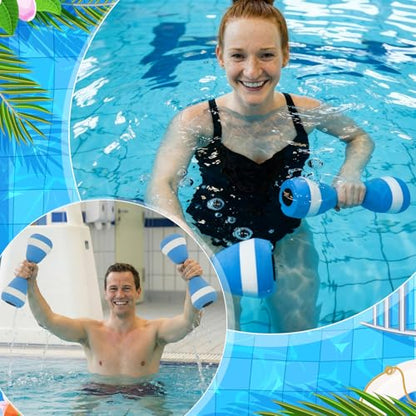 Water Aerobics Set Aquatic Exercise Set Include Water Foam Dumbbell Swim Aquatic Cuffs Ankle Arm Swimming Glove Pool Resistance Weights Pool Fitness Equipment for Training - color: Blue