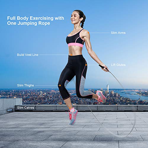 Jump Rope, High Speed Weighted Jump Rope - Premium Quality Tangle-Free - Self-Locking Screw-Free Design - Jump Ropes for Fitness - Skipping Rope for Workout Fitness, Crossfit & Home Exercises - color: Black