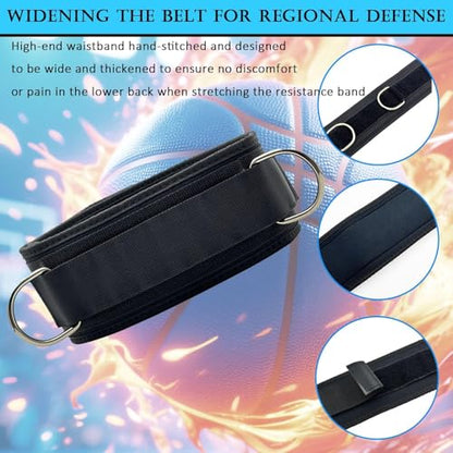 Zone Defense Resistance Bands Training Kit - Basketball Defense Bands for Agility, Team Training and Athletic Training, Unisex, 6.5 FT-15 FT Adjustable (Black, Nylon), 1 Set