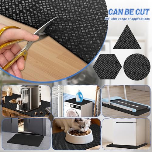 Anti-Vibration Mat for Washer & Dryer, 63" x 29.5" Double-Sided Non-Slip Rubber Mat,Cuttable Shock Absorbing Noise Reduction Pad, Waterproof Floor Protection Mat for Fridge, Portable AC (Black)