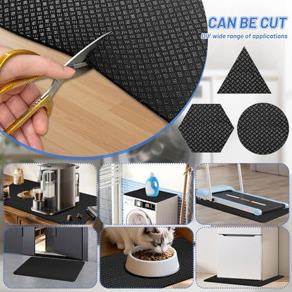 Anti-Vibration Mat for Washer & Dryer, 63" x 29.5" Double-Sided Non-Slip Rubber Mat,Cuttable Shock Absorbing Noise Reduction Pad, Waterproof Floor Protection Mat for Fridge, Portable AC (Black)