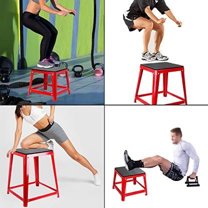 Metal Plyometric Jumping Box, 12/18/24 Inch Anti-Slip Workout Step Up Box for Home Gym - size: 12/18/24 Inch