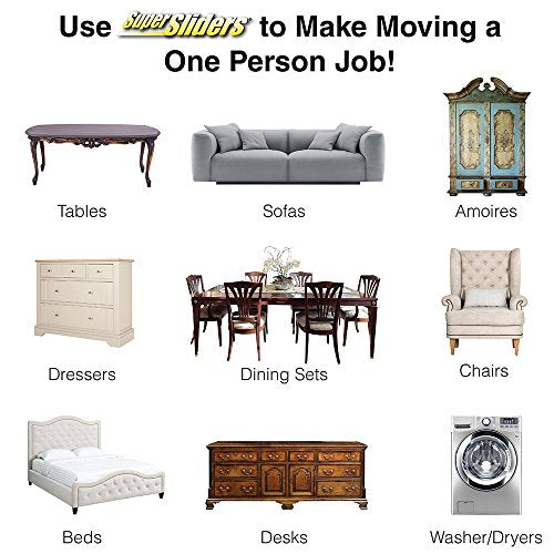 Super Sliders Reusable Furniture Slider Movers for Carpet– Quickly and Easily Move Any Item, 9-1/2” x 5-3/4” Large and 3-1/2” x 6” Small Combo Pack (8 Pieces)