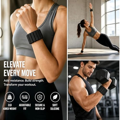 Black Sports Set, Men's and Women's Wrist and Ankle Weights Bracelet (L 7*W 3*H 1.2 inch) + Portable Wrist Bag (L 7.9*W 3.5*H1.4 inch)