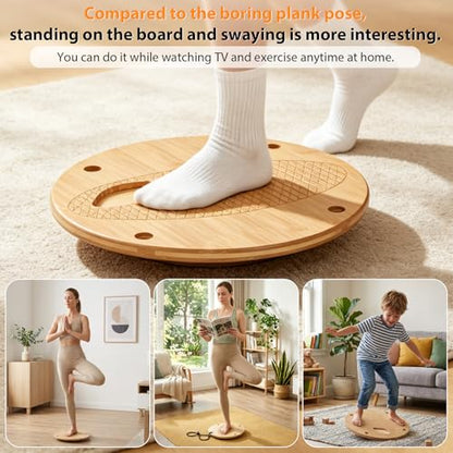 Wooden Wobble Balance Board for Adults– Balance Trainer for Kids, Toddlers, Teens & Adults, Standing Desk Balance Board for Core Training, Surf/Ski/Skate Prep, Rated for 440 Pounds of Weight