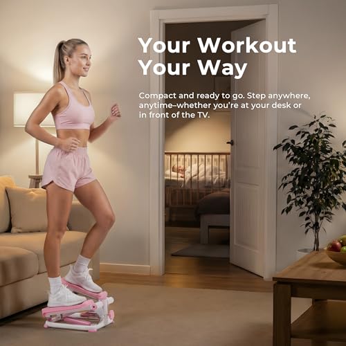 Sunny Health & Fitness Mini Stepper w/LCD Monitor & Adjustable Step Height - color: Pink