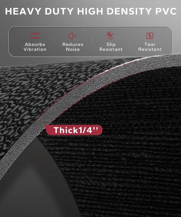 Xterra Floor Mat — Heavy Duty, Thick 6mm PVC, Nonslip, Textured Fitness Equipment Floor Protector for Treadmill or Bike - style: Treadmill Mat